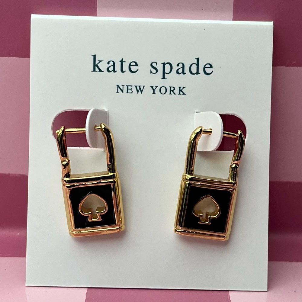Kate Spade ♠️ Lock & Spade ♠️ NEW Enamel Gold Tone Earrings